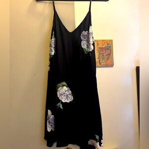 Reformation XS Black and Flowered Dress